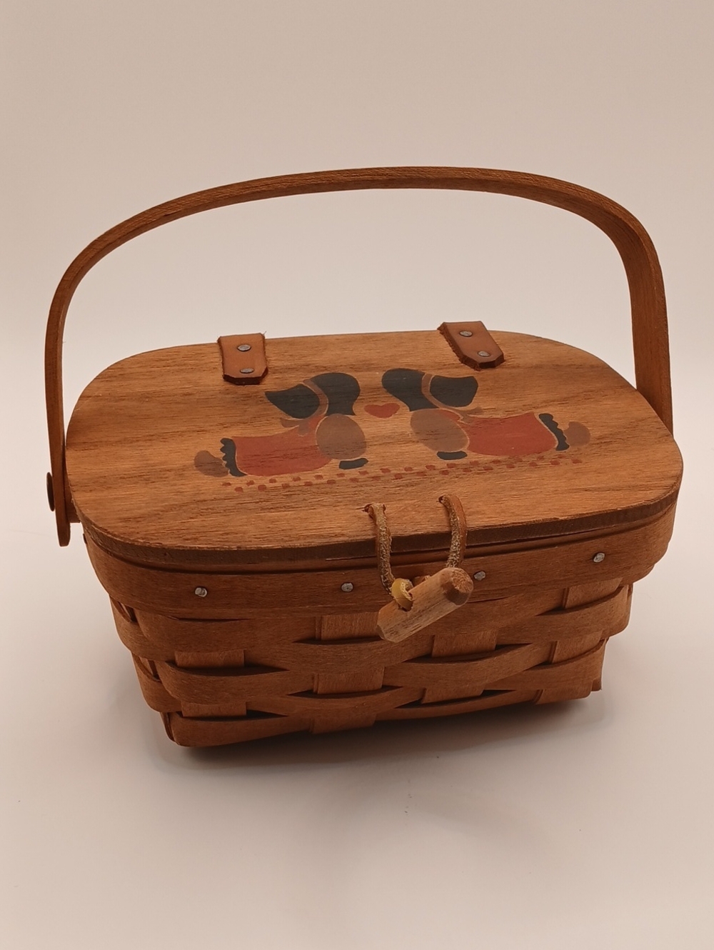 Vintage 1987 Painted Lid Small Longaberger Basket